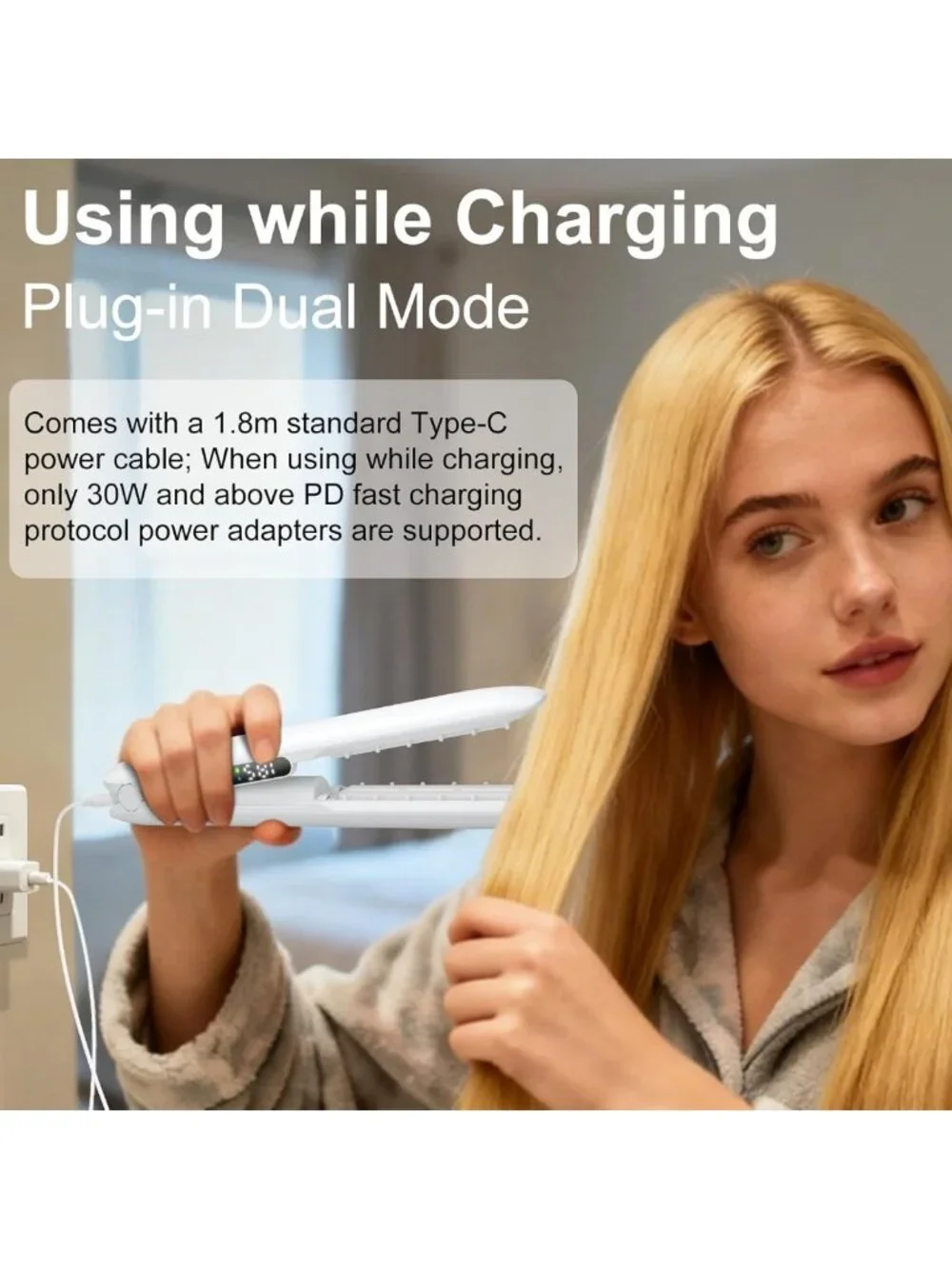 Portable Mini Hair Straightener - Cordless & Corded Dual Use, 1.25